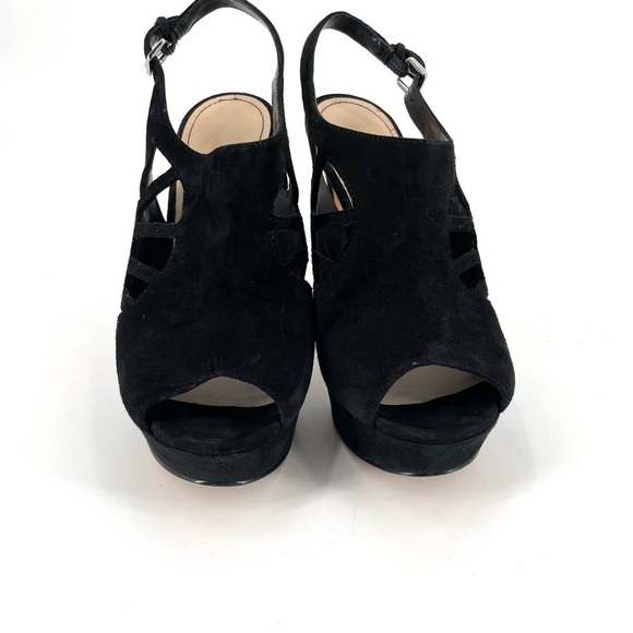 Marc Fisher Trinaa Black Suede Platform Sling Back Heel - Picture 4 of 10